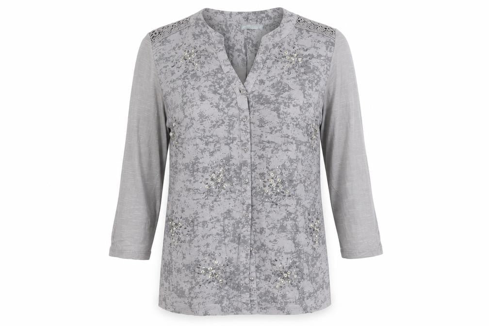 Marks & Spencer Women's Grey Button-Up Top Size 14