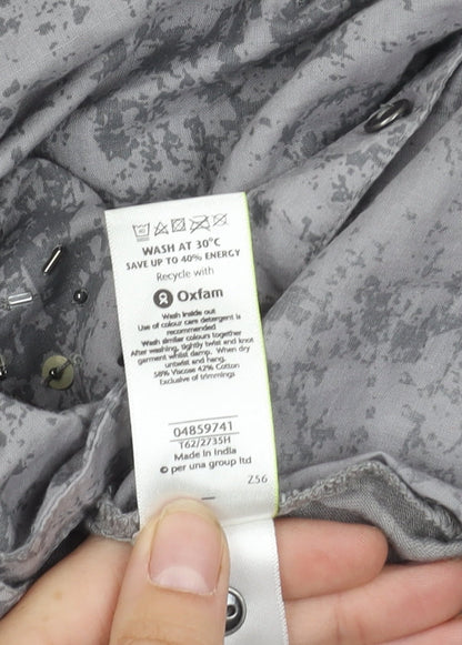 Marks & Spencer Women's Grey Button-Up Top Size 14