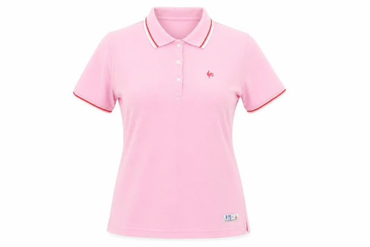 Front view of Le Coq Sportif Women's Pink Polo Shirt XL