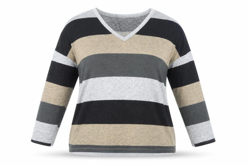 Jacqueline de Yong Women's V-Neck Striped Top, L