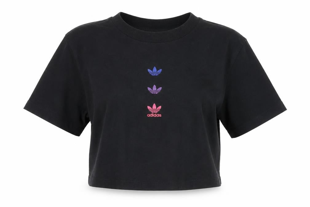Adidas Women's Black Cropped T-Shirt Size 6