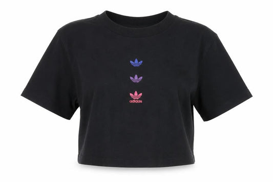 Adidas Women's Black Cropped T-Shirt Size 6
