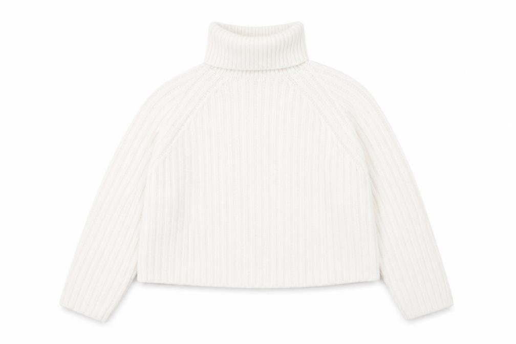 Zara Women White Roll Neck Cable-Knit Jumper M