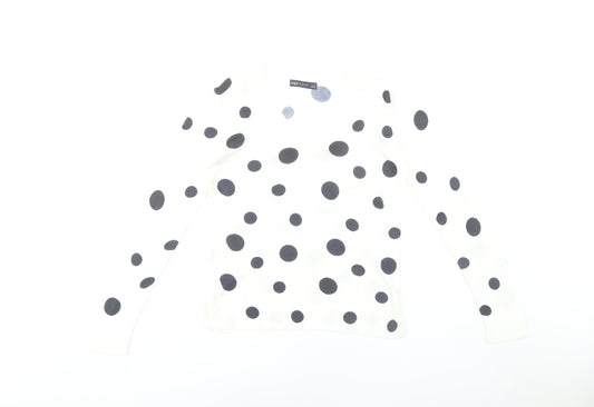 Marks & Spencer Women's White Polka Dot Pullover Jumper