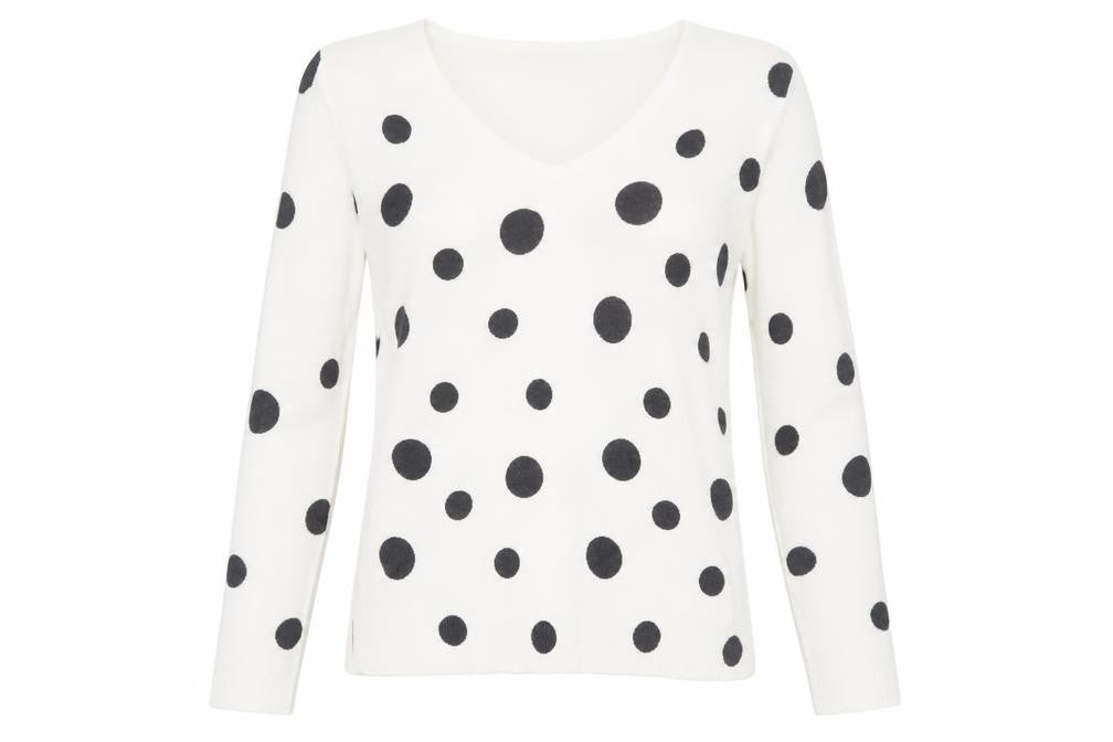Marks & Spencer Women's White Polka Dot Pullover Jumper