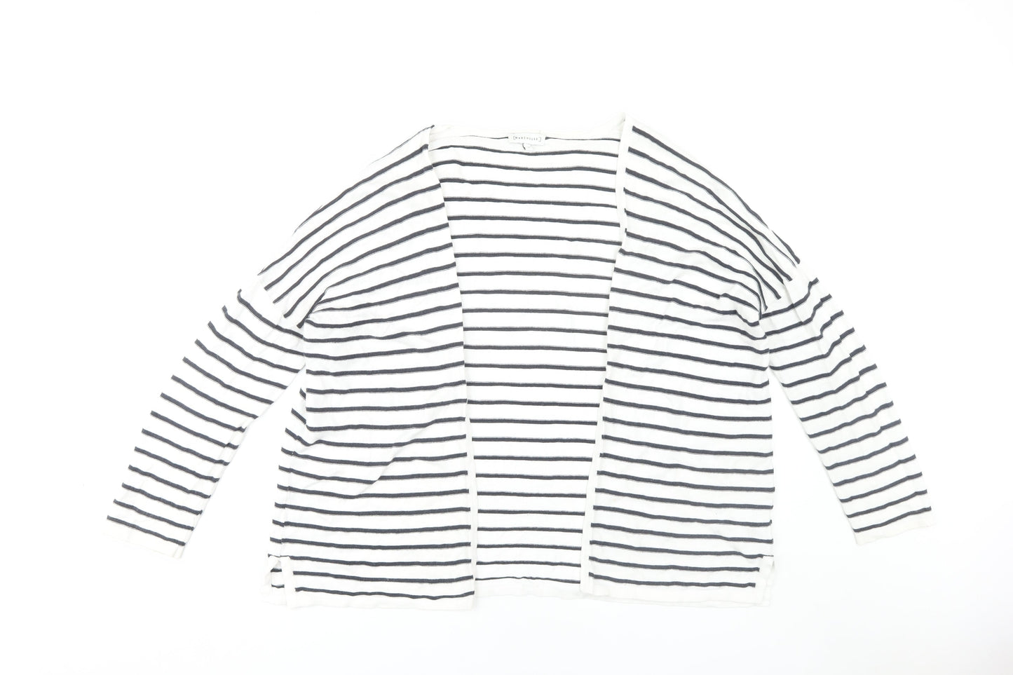 Warehouse Women’s White Striped Open Front Cardigan, Size 12
