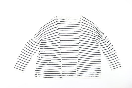 Warehouse Women’s White Striped Open Front Cardigan, Size 12