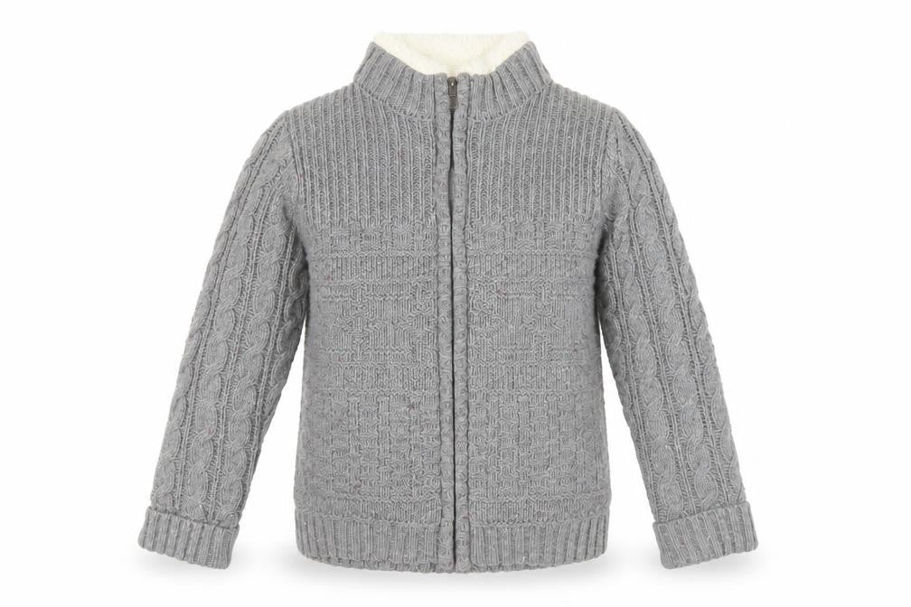 E of M Boys Cable-Knit Grey Full Zip Jumper 4-5 Years