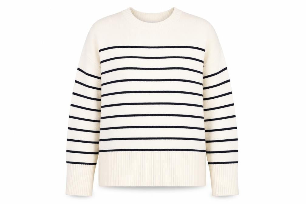Zara Women's Ivory Striped Pullover Jumper Size 12