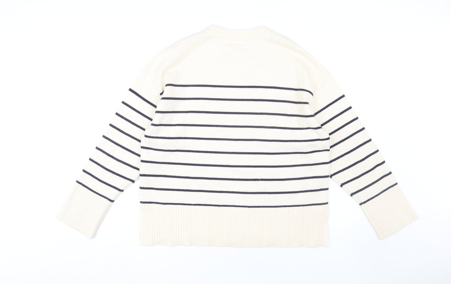 Zara Women's Ivory Striped Pullover Jumper Size 12