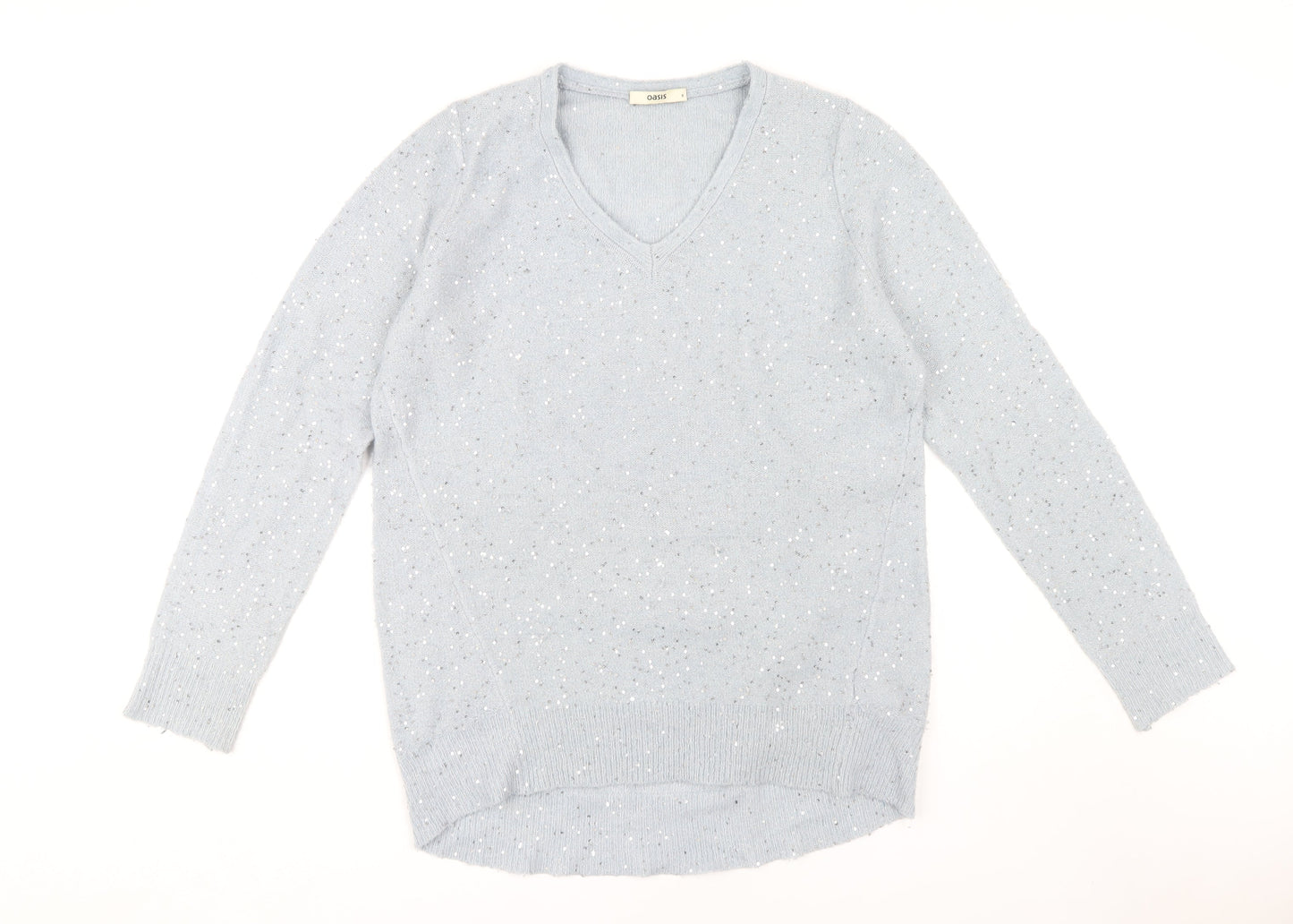 Oasis Women's Grey Sequin Pullover Jumper Size S