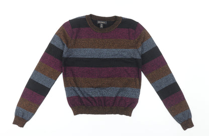 QED London Women's Multicoloured Striped Pullover Jumper