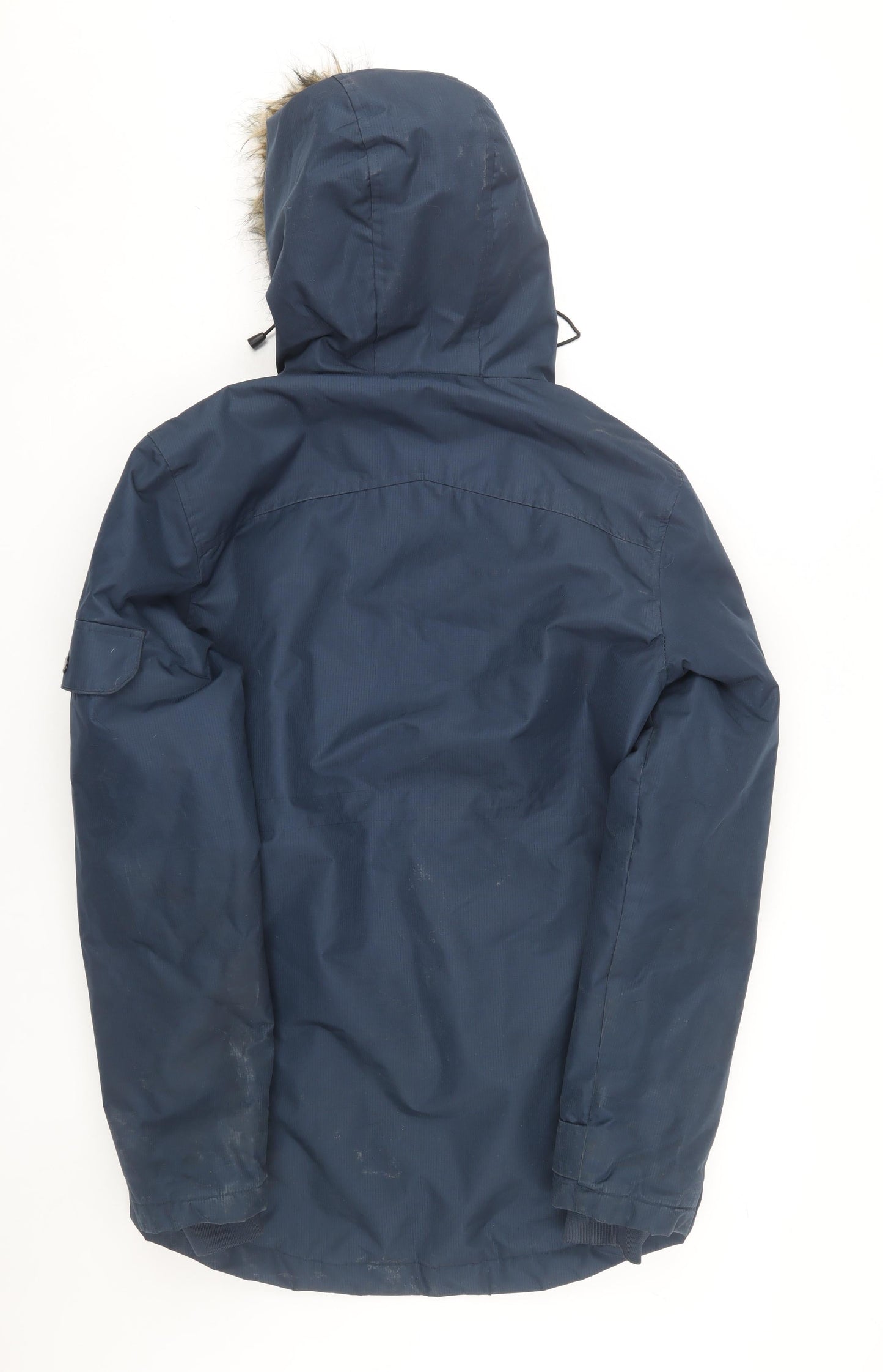 Supply & Demand Men's Blue Faux Fur Trim Parka XS