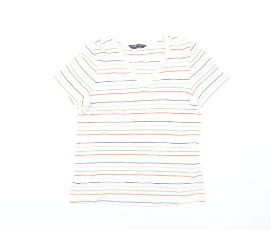 Marks and Spencer Women's Multicoloured Striped T-Shirt Size 8