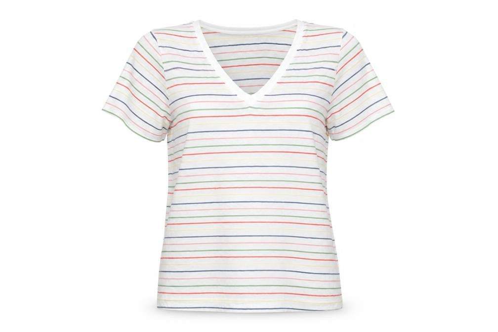Marks & Spencer Women's Multicoloured Striped T-Shirt Size 8