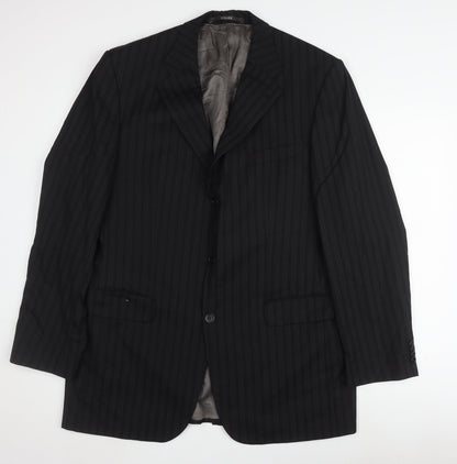 Feraud Men's Black Wool Striped Blazer Size 42