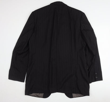 Feraud Men's Black Wool Striped Blazer Size 42