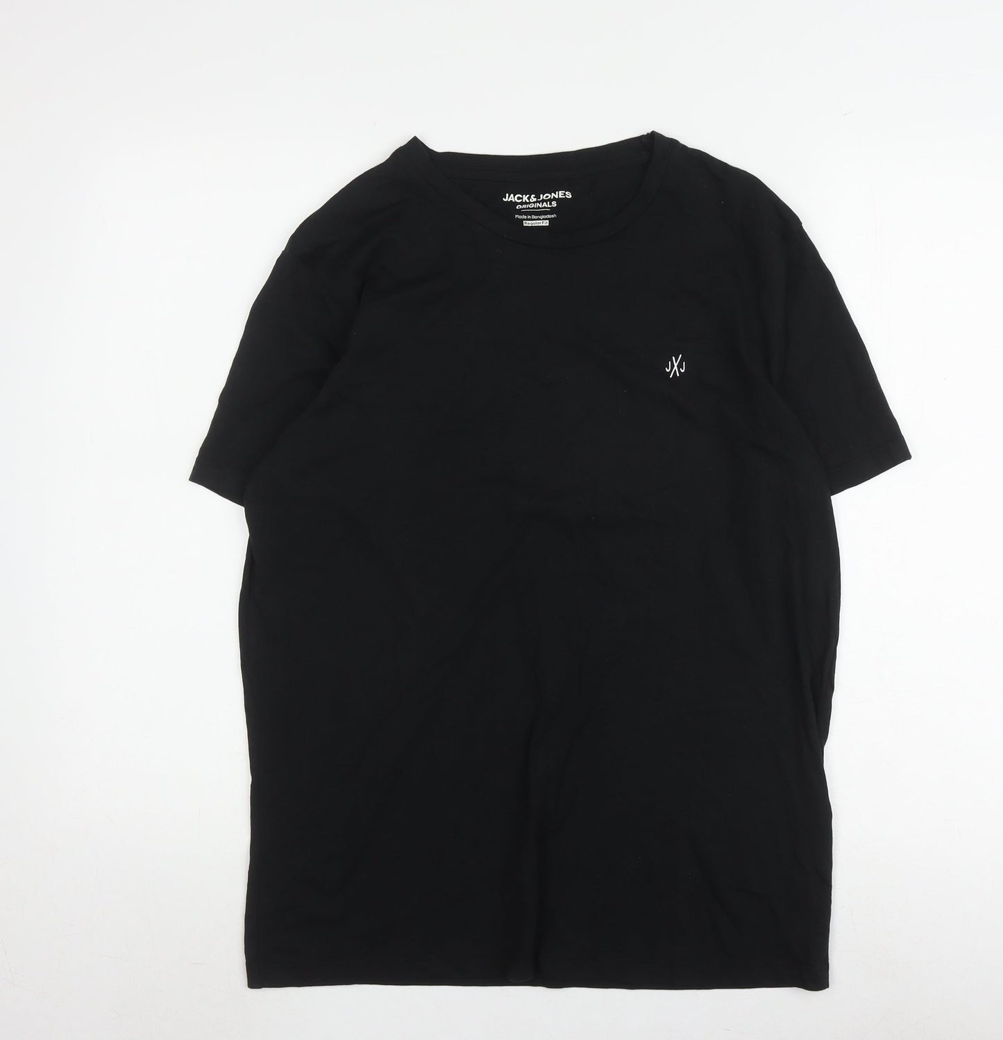 Jack & Jones Men's Black T-Shirt Large, Cotton, Regular Fit