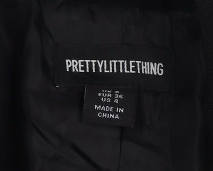 PRETTYLITTLETHING Women's Black Blazer Size 8 Regular Fit