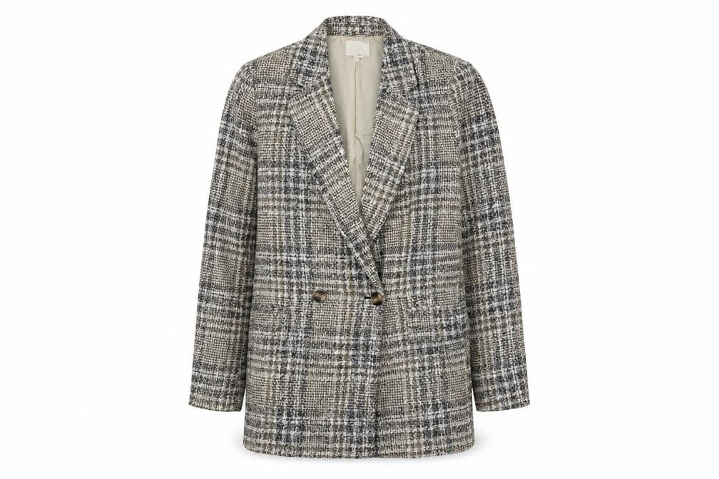H&M Women's Grey Plaid Blazer, Size 10, Classic Style