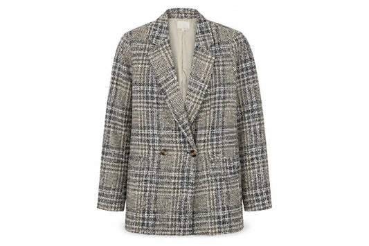 H&M Women's Grey Plaid Blazer, Size 10, Classic Style
