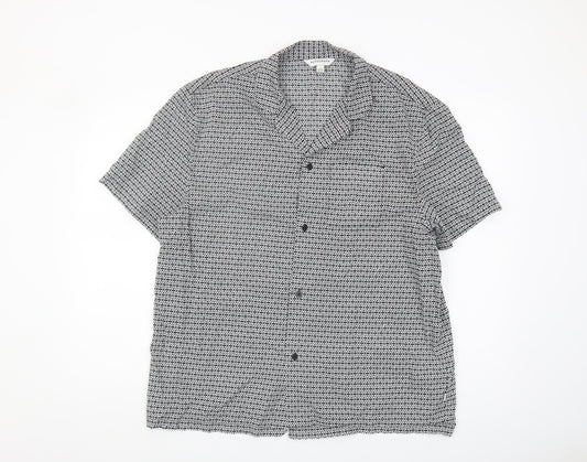 Marks and Spencer Men's Black Geometric Shirt L