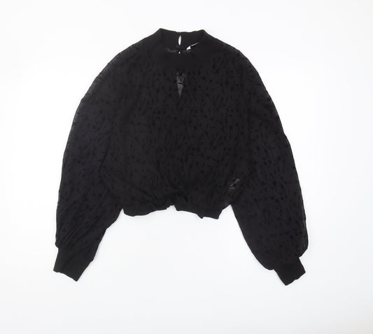 Zara Women's Black Blouse, Size 12, Balloon Sleeve