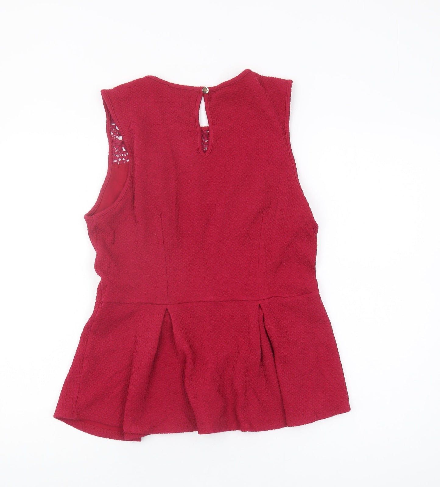 Oasis Women Red Blouse M Crochet Detail Sleeveless