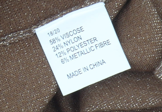 Michele Hope Women's Brown V-Neck Pullover Jumper Size 18