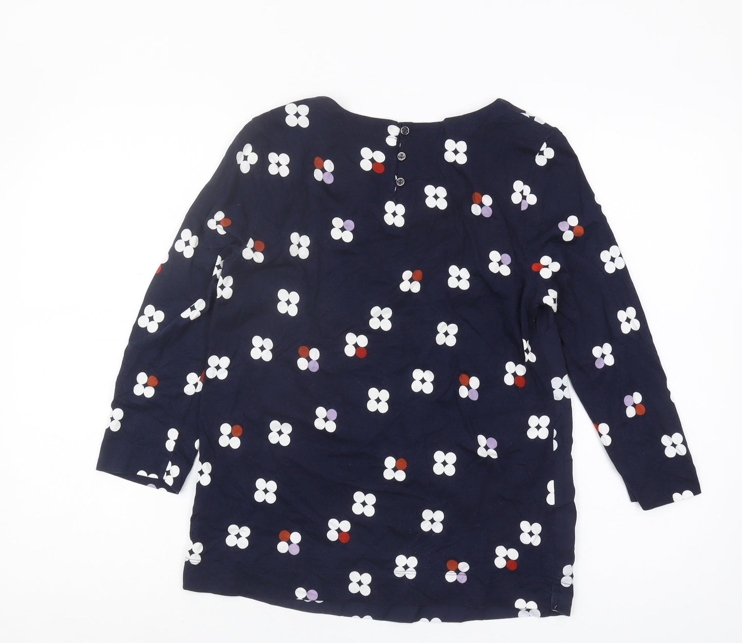 White Stuff Women's Blue Floral Top UK 8 Boat Neck