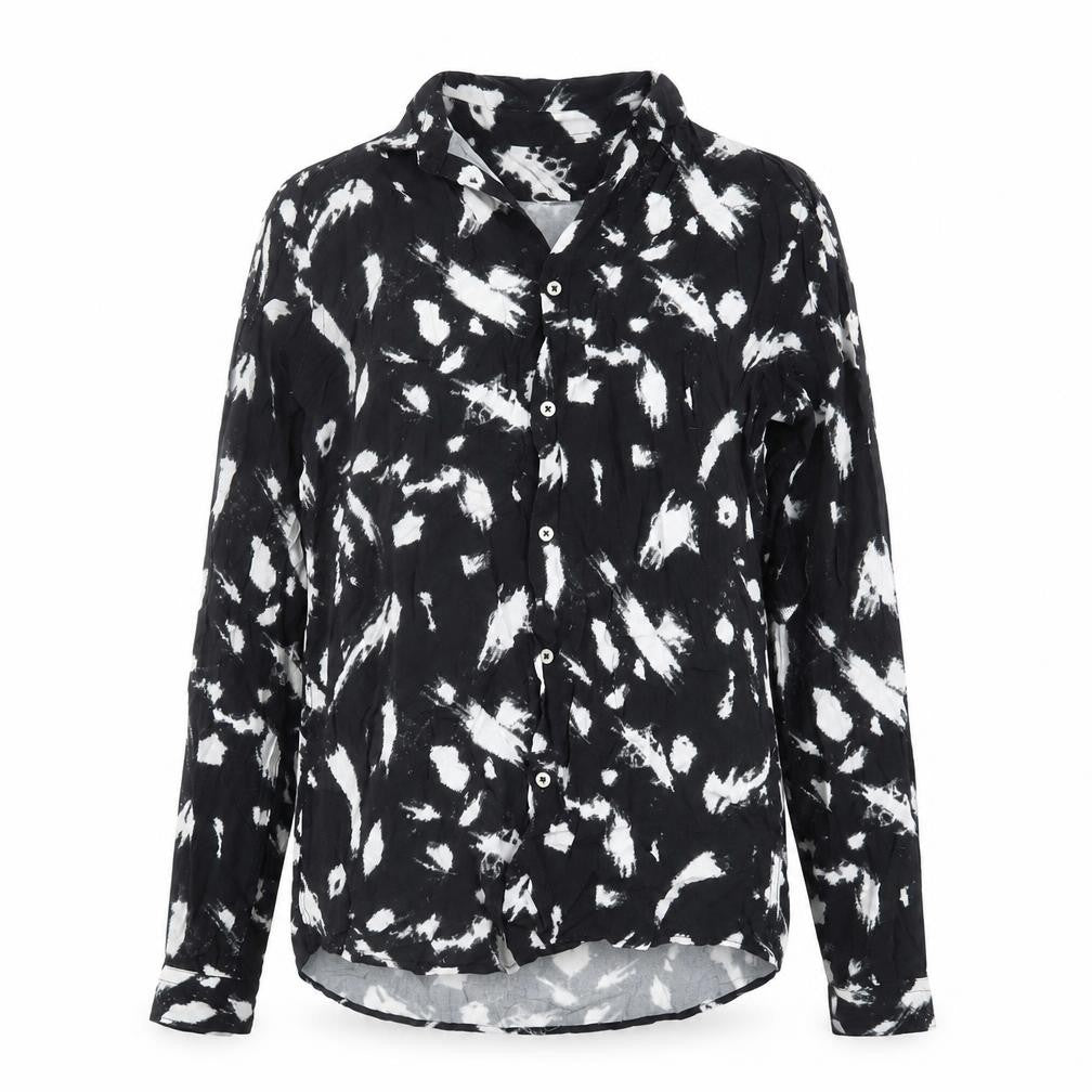 Zara Women's Black Animal Print Button-Up Shirt Size 10