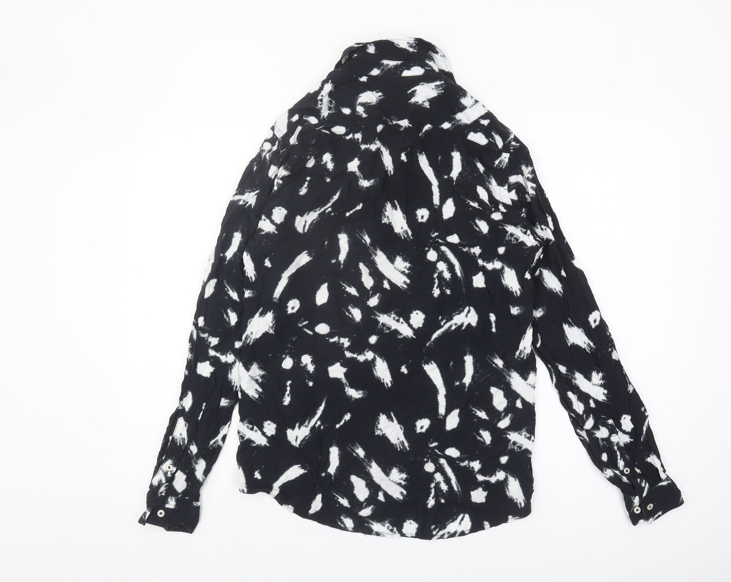 Zara Women's Black Animal Print Button-Up Shirt Size 10