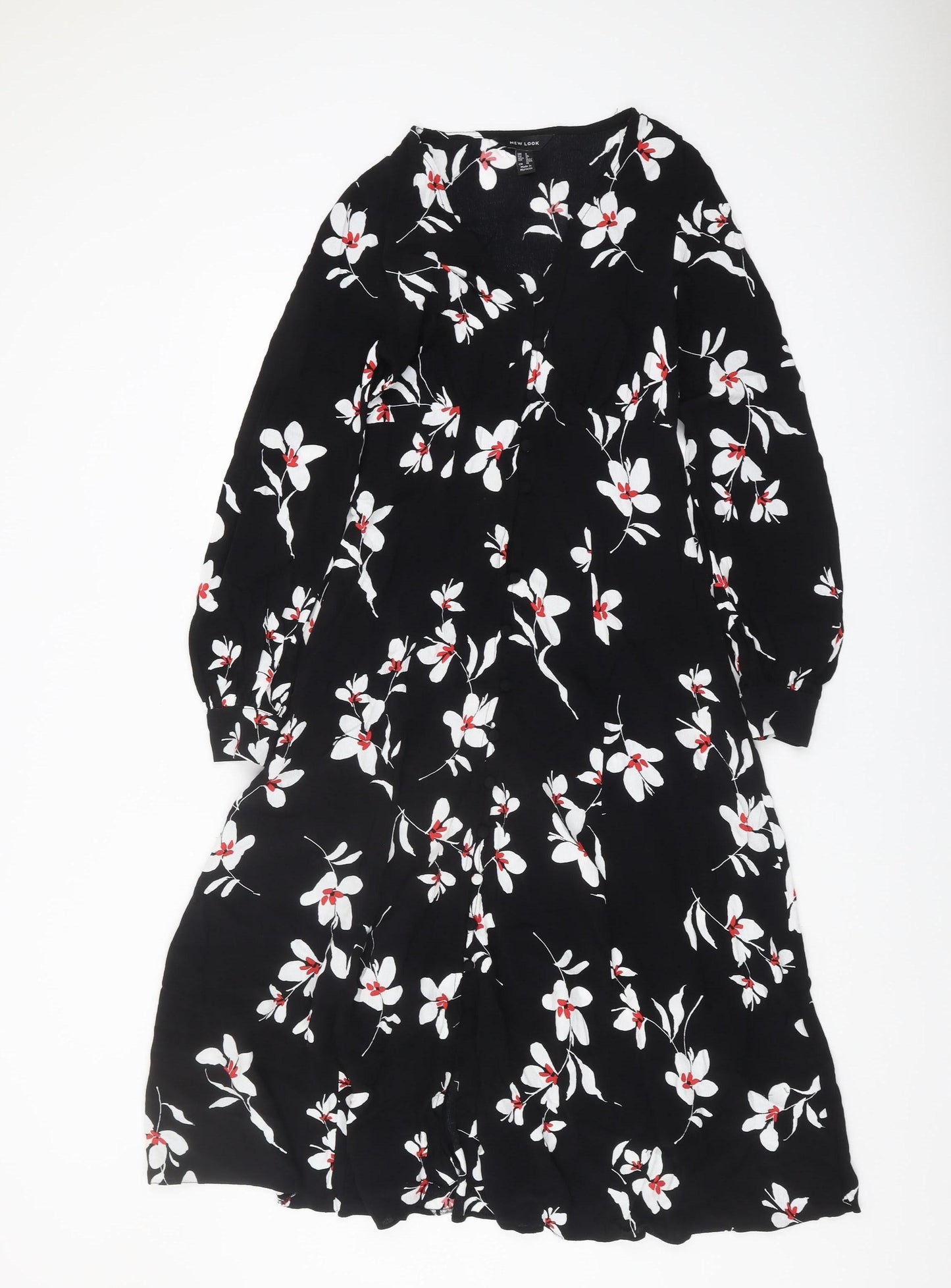 New Look Women's Black Floral Dress Size 8