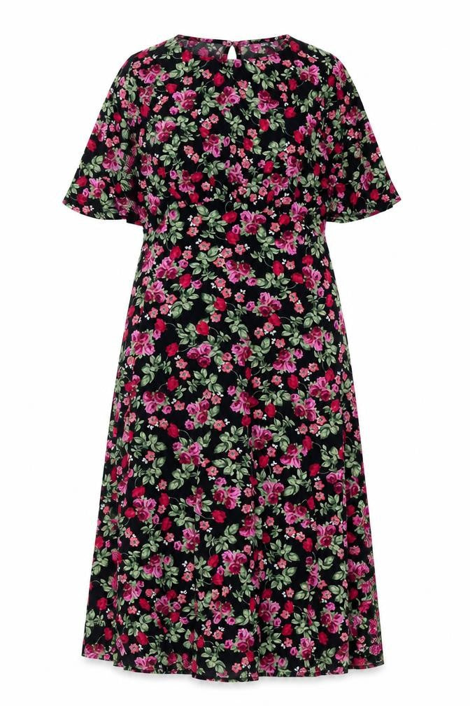 Dusk Women's Multicoloured Floral Midi A-Line Dress