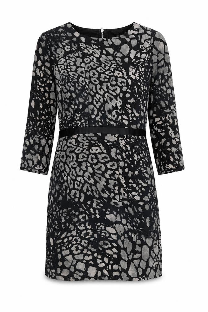 Topshop Women's Black Animal Print Shift Dress UK 10