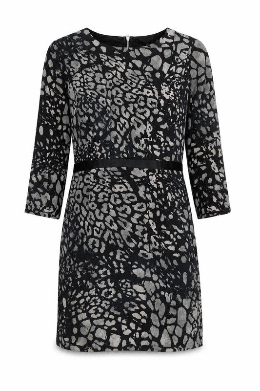 Topshop Women's Black Animal Print Shift Dress UK 10