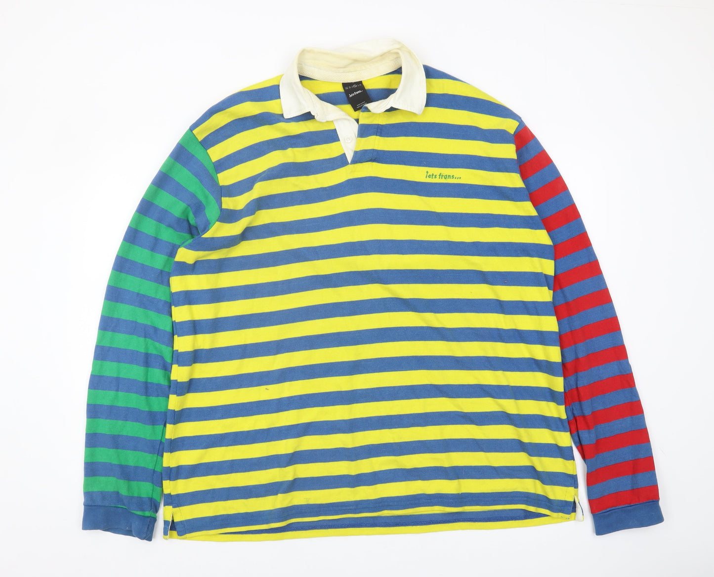iets frans Men's Multicoloured Striped Polo Shirt M