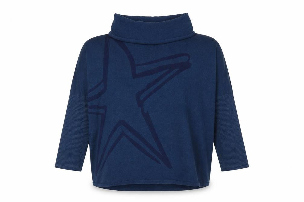 Marble Women's Blue Roll Neck Pullover Jumper Size 4