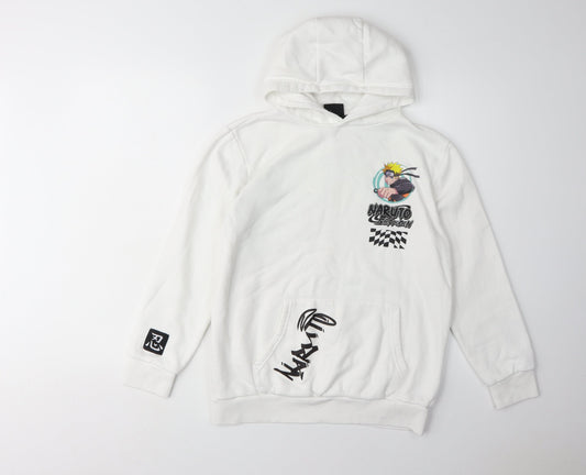 Naruto Boys White Pullover Hoodie 12-13 Years Anime Graphic