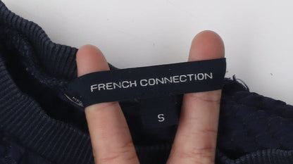 Close-up detail of French Connection Women's Blue Pullover Sweatshirt S