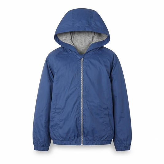 Front view of Benetton boys’ blue windbreaker jacket - 7-8 years