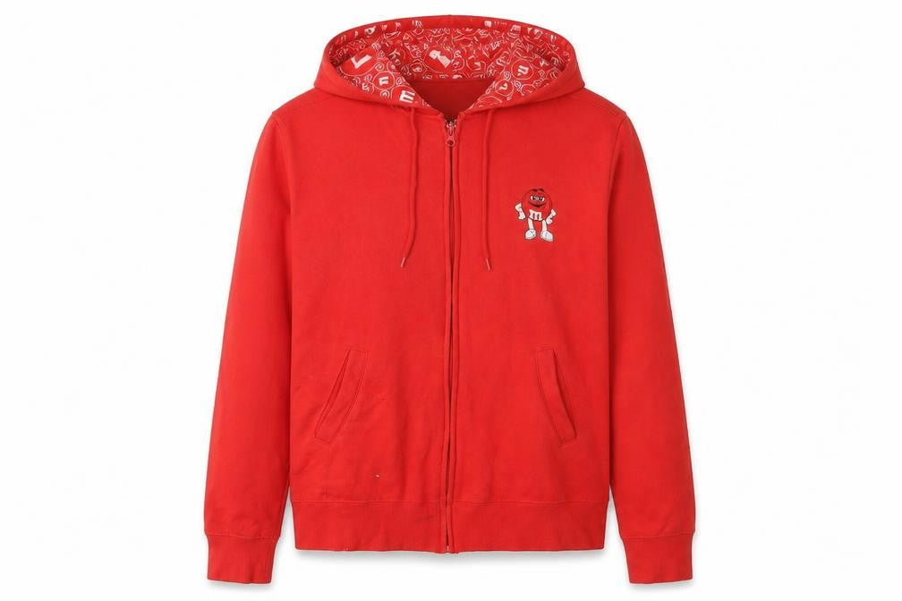 M&M's World Red Full Zip Hoodie, Unisex S, Casual Fun