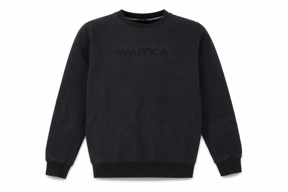 Nautica Boys Black Logo Sweatshirt, Size 10, Crew Neck