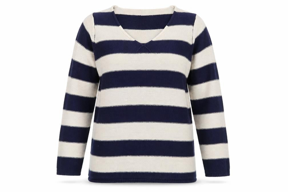 Bonmarché Women's Blue Striped Pullover Jumper M