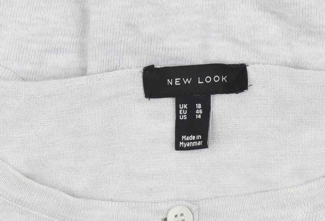 New Look Women's Grey Size 18 Cardigan, Button Accents