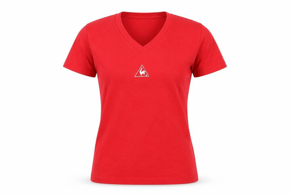Le Coq Sportif Women's Red V-Neck T-Shirt M