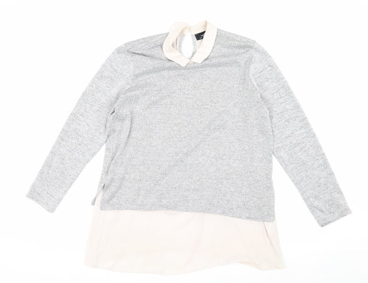 Wallis Women’s Grey Collared Pullover Jumper Size 10