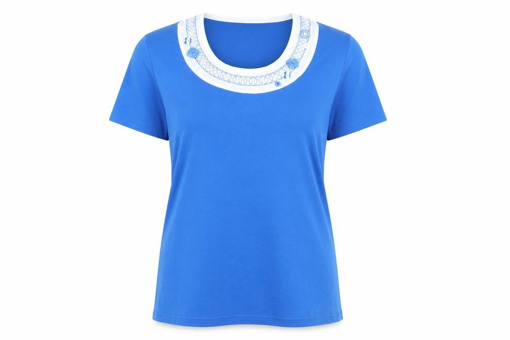 Damart Women's Blue Embroidered T-Shirt XL