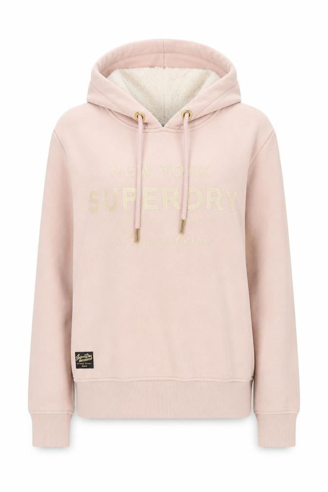 Superdry Women's Pink Pullover Hoodie, Size 8, Logo Accent