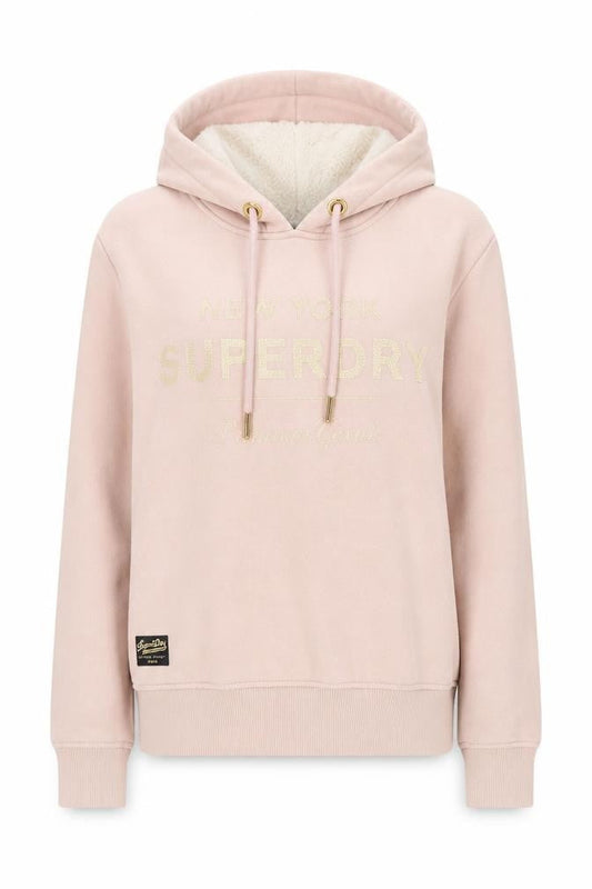 Superdry Women's Pink Pullover Hoodie, Size 8, Logo Accent